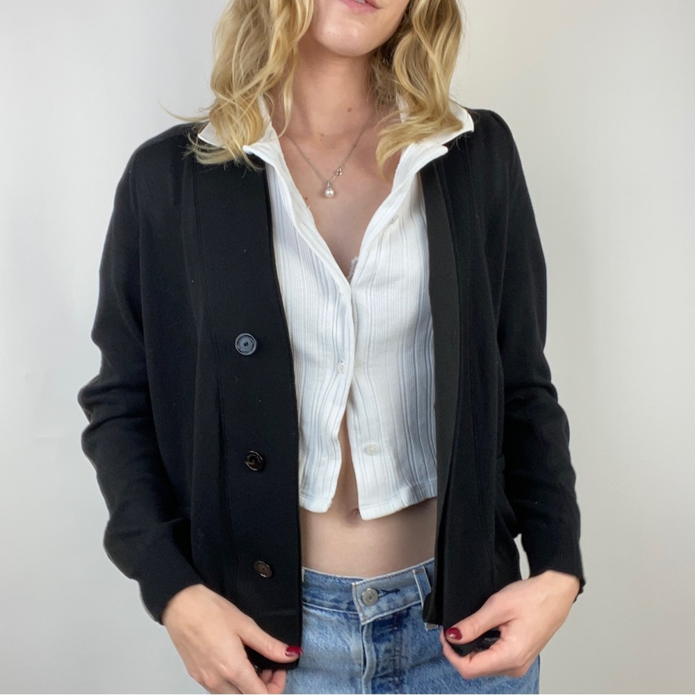 BLACK SIDE DETAIL CARDIGAN